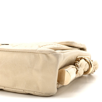 Lambskin Small Lady Braid Flap Light Beige