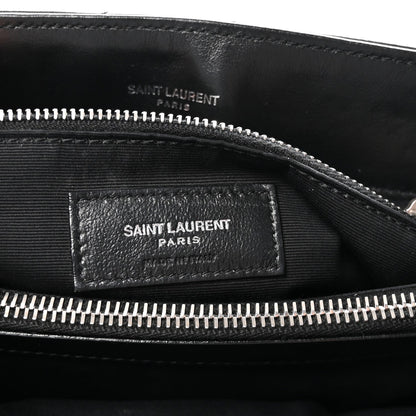 Calfskin Y Quilted Monogram Medium Loulou Chain Satchel Black