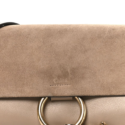 Suede Calfskin Small Faye Shoulder Bag Motty Grey