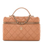 Caviar Quilted Top Handle Slim Vanity With Chain Brown