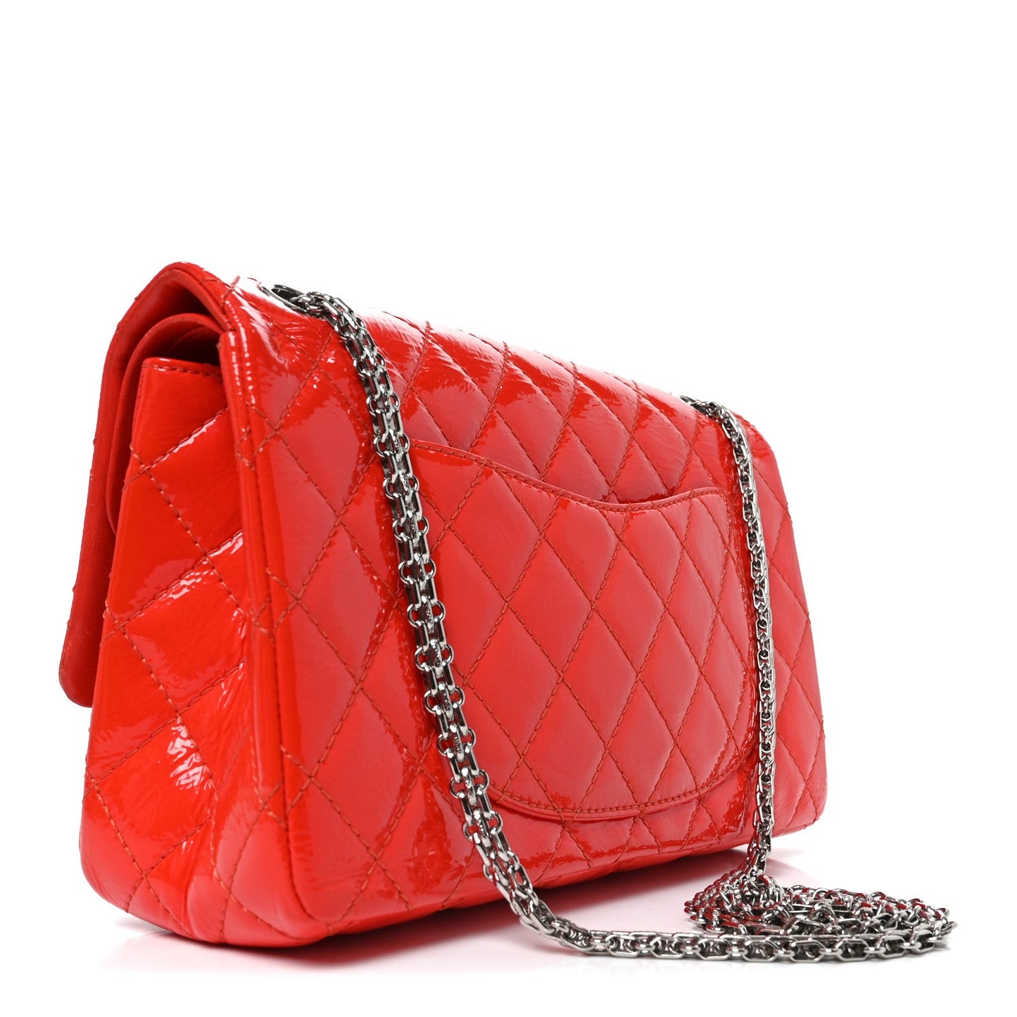 Distressed Patent Quilted 2.55 Reissue Flap Red
