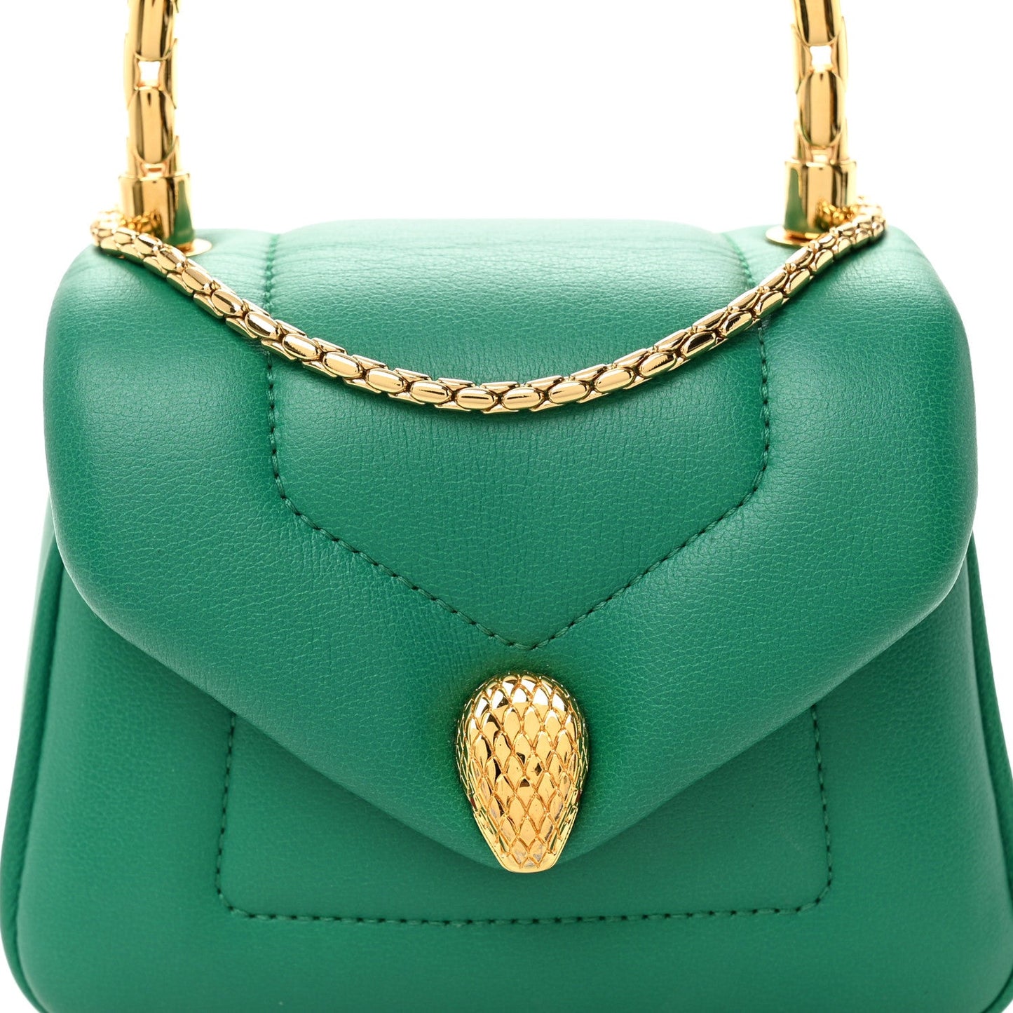 Calfskin Serpenti Reverse Micro Top Handle Emerald Green