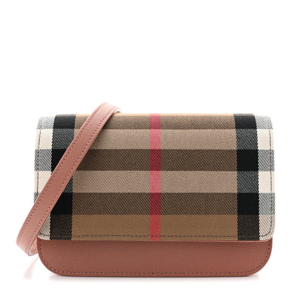 Grained Calfskin House Check Small Madison Shoulder Bag Dusty Pink
