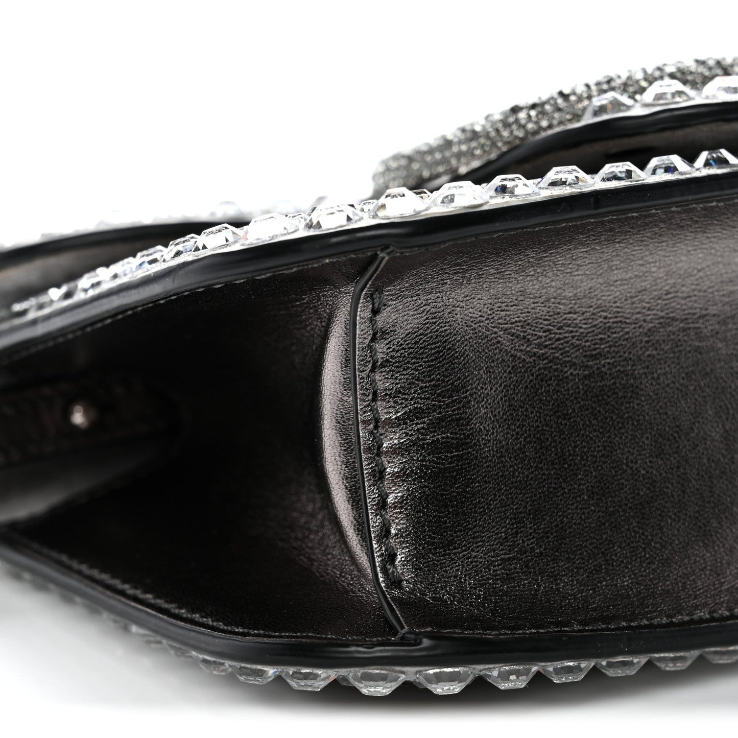 Crystal Suede Enamel Vlogo Small Loco Shoulder Bag Silver