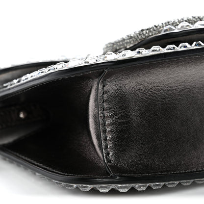 Crystal Suede Enamel Vlogo Small Loco Shoulder Bag Silver