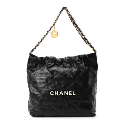 Calfskin Quilted Small Chanel 22 Black