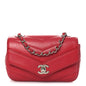 Caviar Chevron Quilted Small Single Flap Red