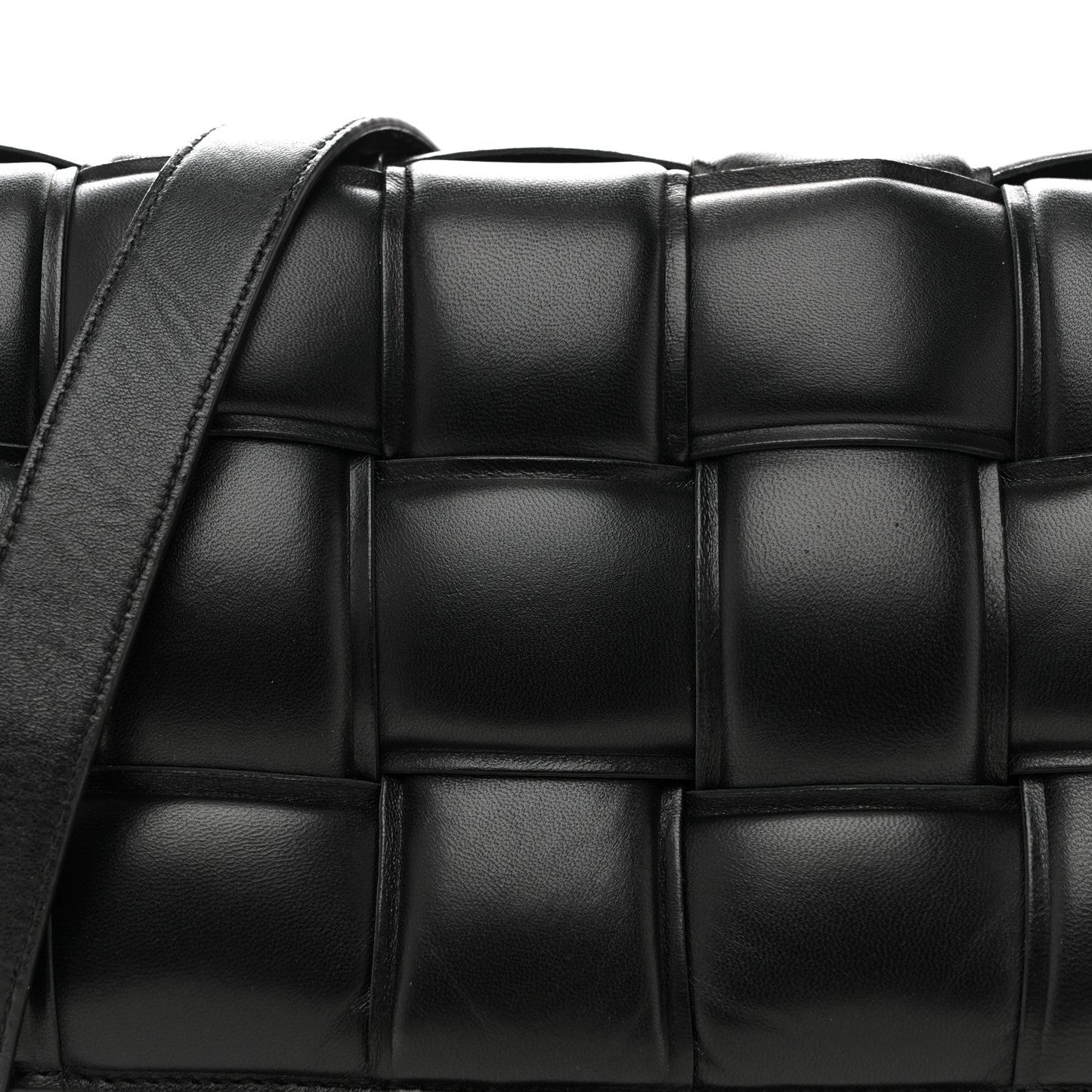 Paper Calfskin Maxi Intreccio Padded Cassette Crossbody Bag Black