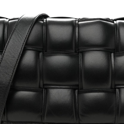 Paper Calfskin Maxi Intreccio Padded Cassette Crossbody Bag Black