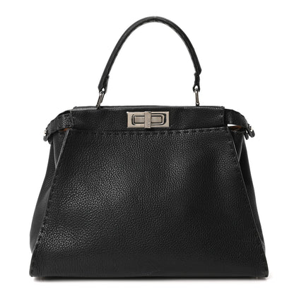 Cuoio Romano Selleria Bi-Color Medium Peekaboo Iconic Satchel Black Mou