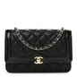 Lambskin Patent Calfskin Quilted Hold The Line CC Wallet On Chain WOC Black