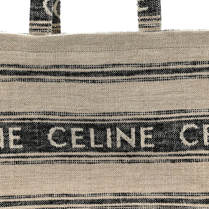 Jacquard Striped Large Cabas Thais White Black