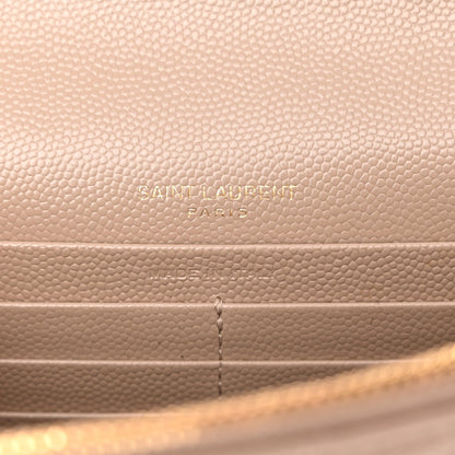 Grain De Poudre Matelasse Chevron Monogram Envelope Chain Wallet Dark Beige