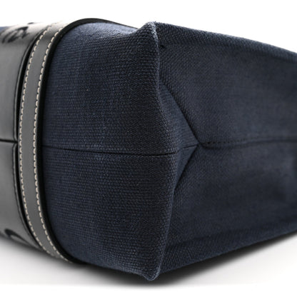Cotton Shiny Calfskin Medium Woody Ribbon Tote Obscure Navy