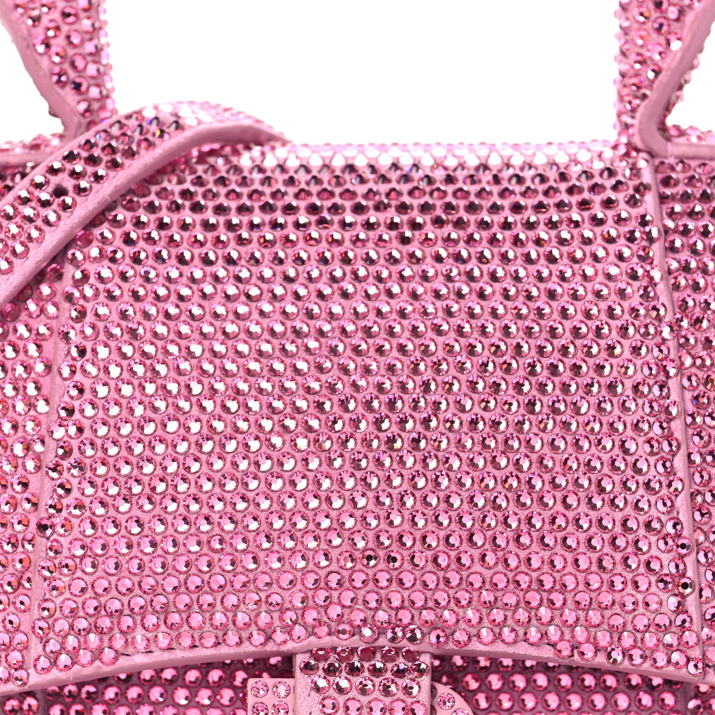 Strass Suede Hourglass Top Handle Bag XS Pink
