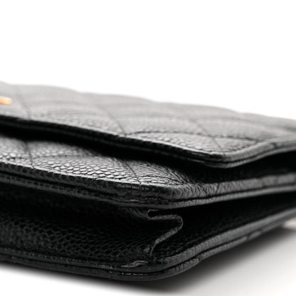 Caviar Quilted Wallet On Chain WOC Black