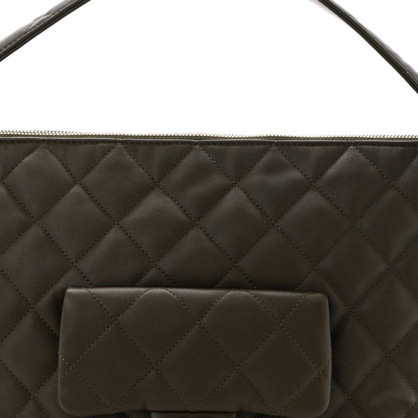 Calfskin Quilted Coco Mellow Hobo Khaki