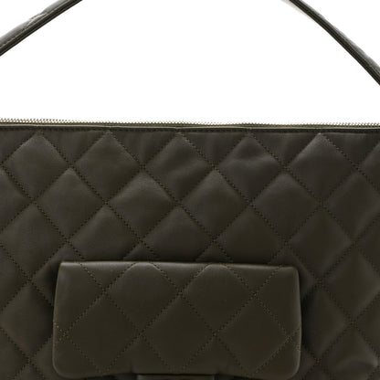 Calfskin Quilted Coco Mellow Hobo Khaki