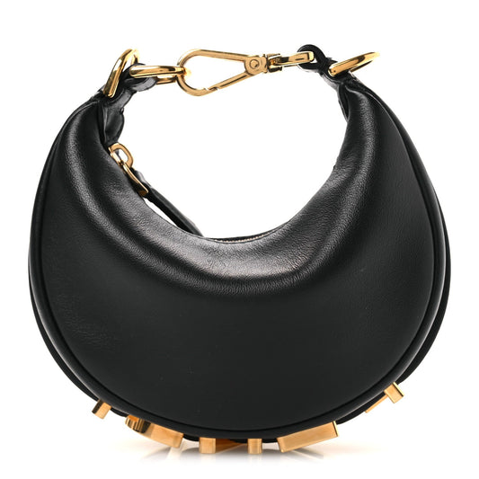 Vitello Grace Matte Nano Fendigraphy Hobo Charm Black