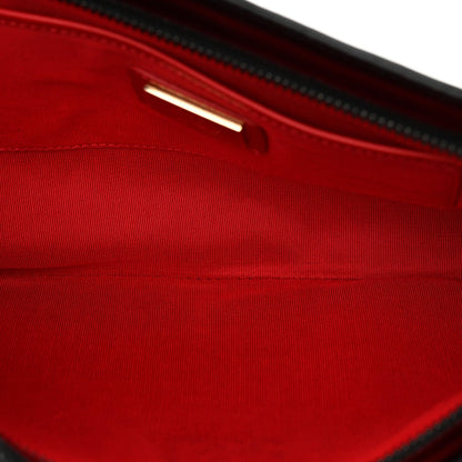 Patent Calfskin Studded Loubiposh Chain Clutch Black