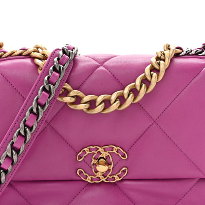 Lambskin Quilted Medium Chanel 19 Flap Purple