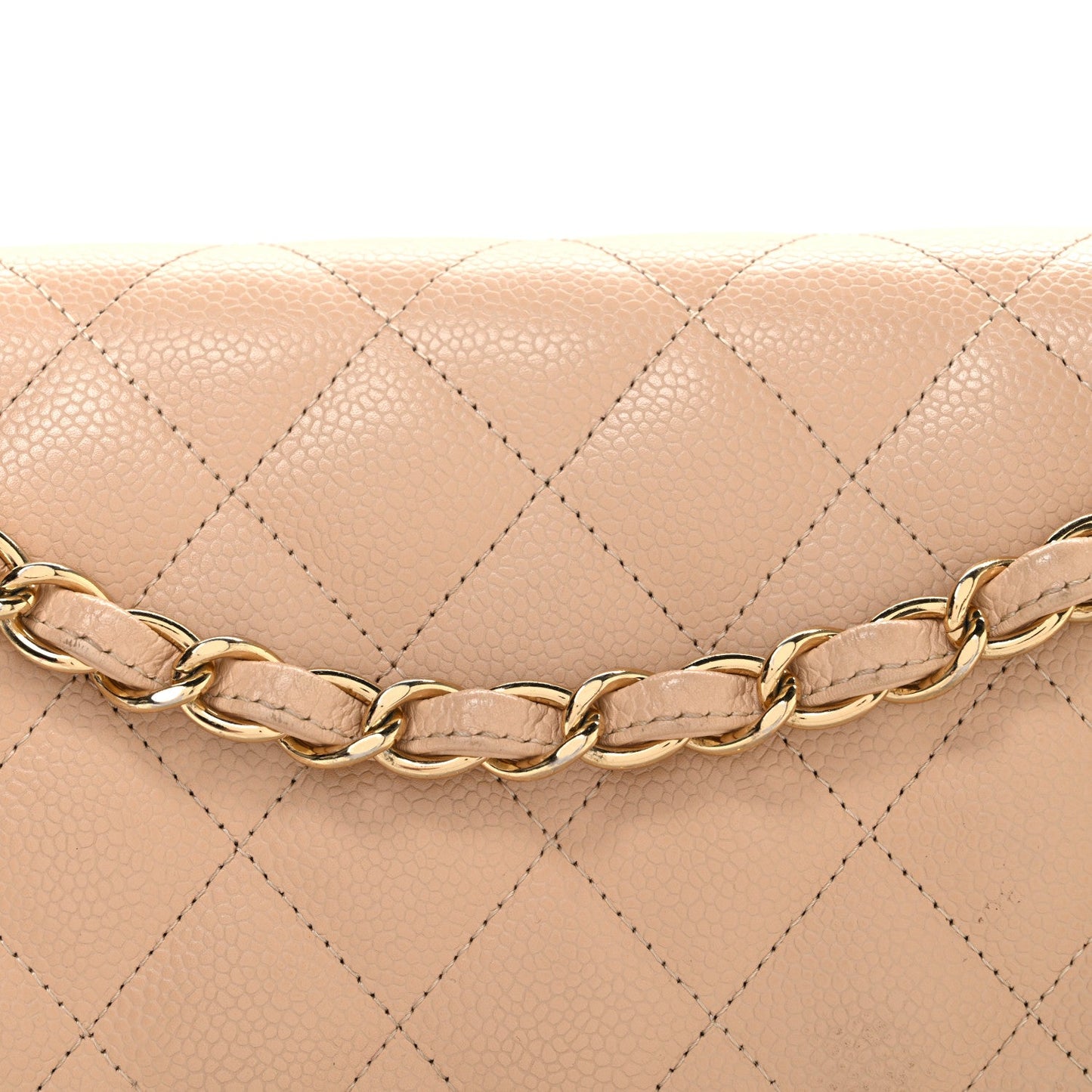 Caviar Quilted Jumbo Double Flap Beige Clair