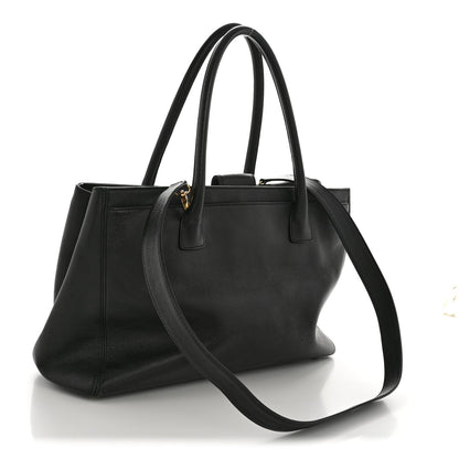 Calfskin Cerf Executive Shopper Tote Black