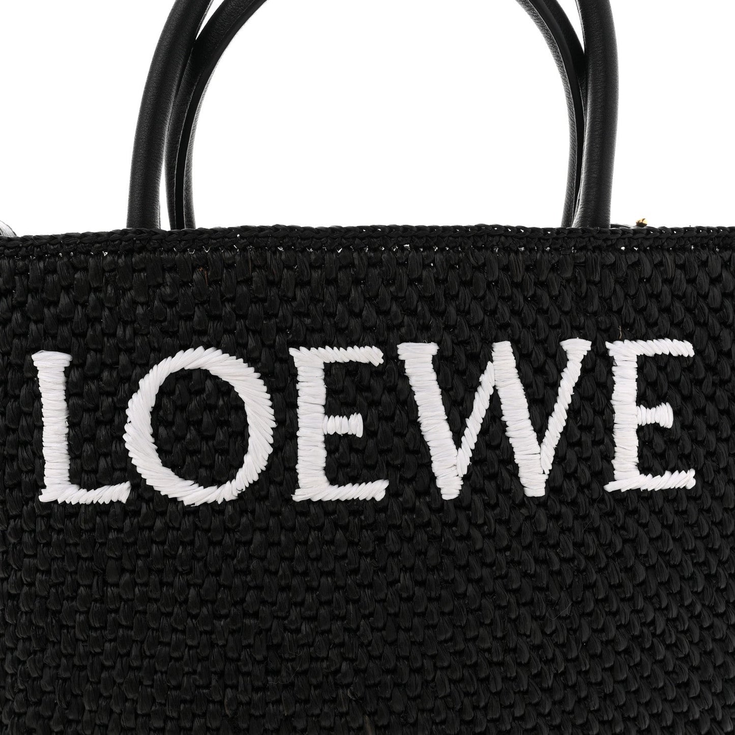 Raffia Calfskin Standard A4 Tote Bag Black