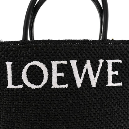 Raffia Calfskin Standard A4 Tote Bag Black