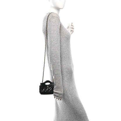 Shiny Lambskin Quilted Micro 31 Clutch With Chain Black