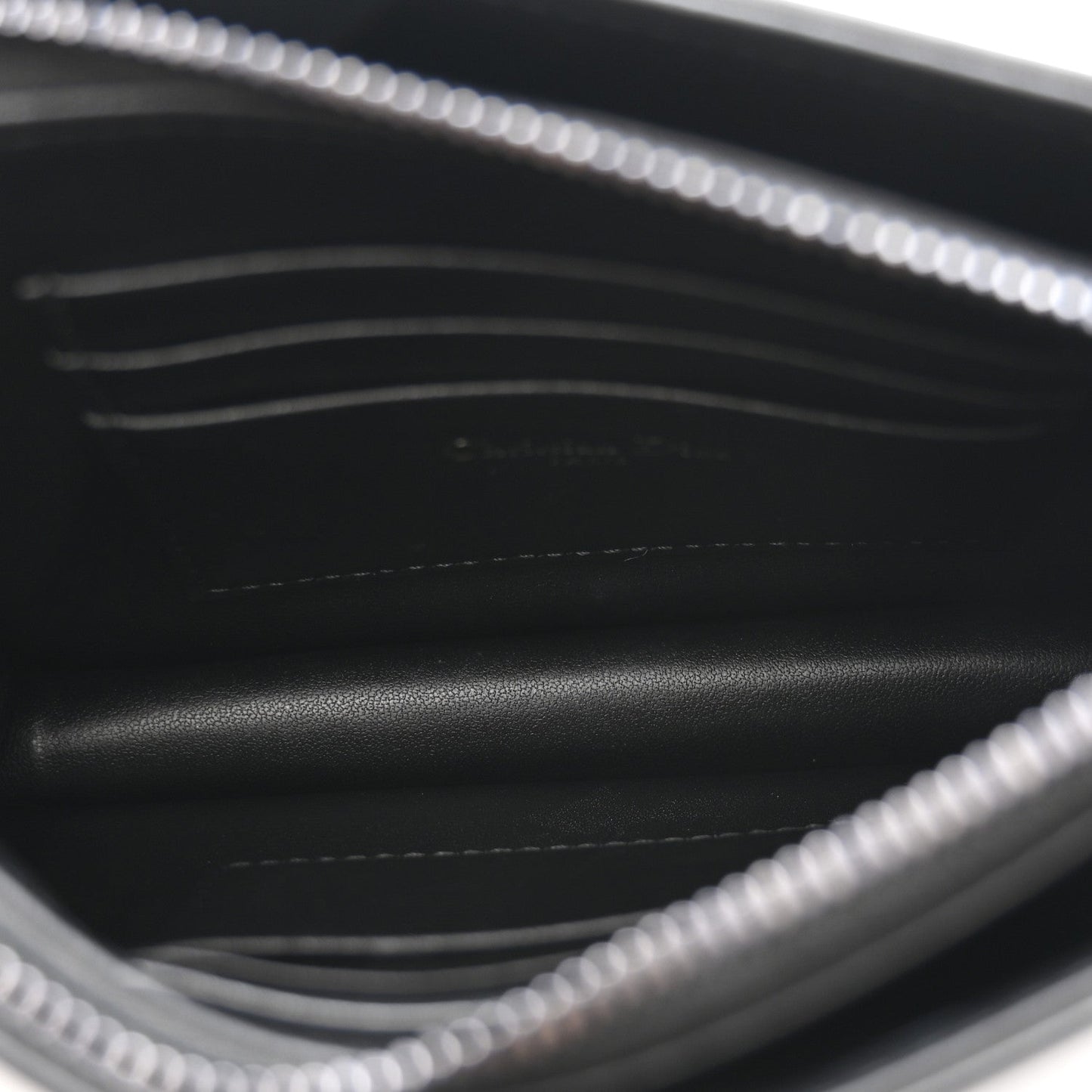 Calfskin Macrocannage Diamond Caro Zipped Pouch With Chain Black