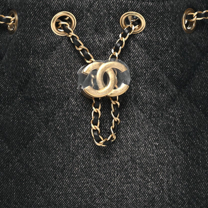 Washed Denim Quilted Mini Chanel 25 Handbag Black