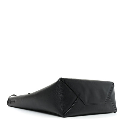 Grained Calfskin Small Vertical Cabas Black