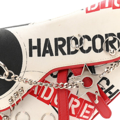 Canvas Hardcore Pierced Saddle Bag White Red Black