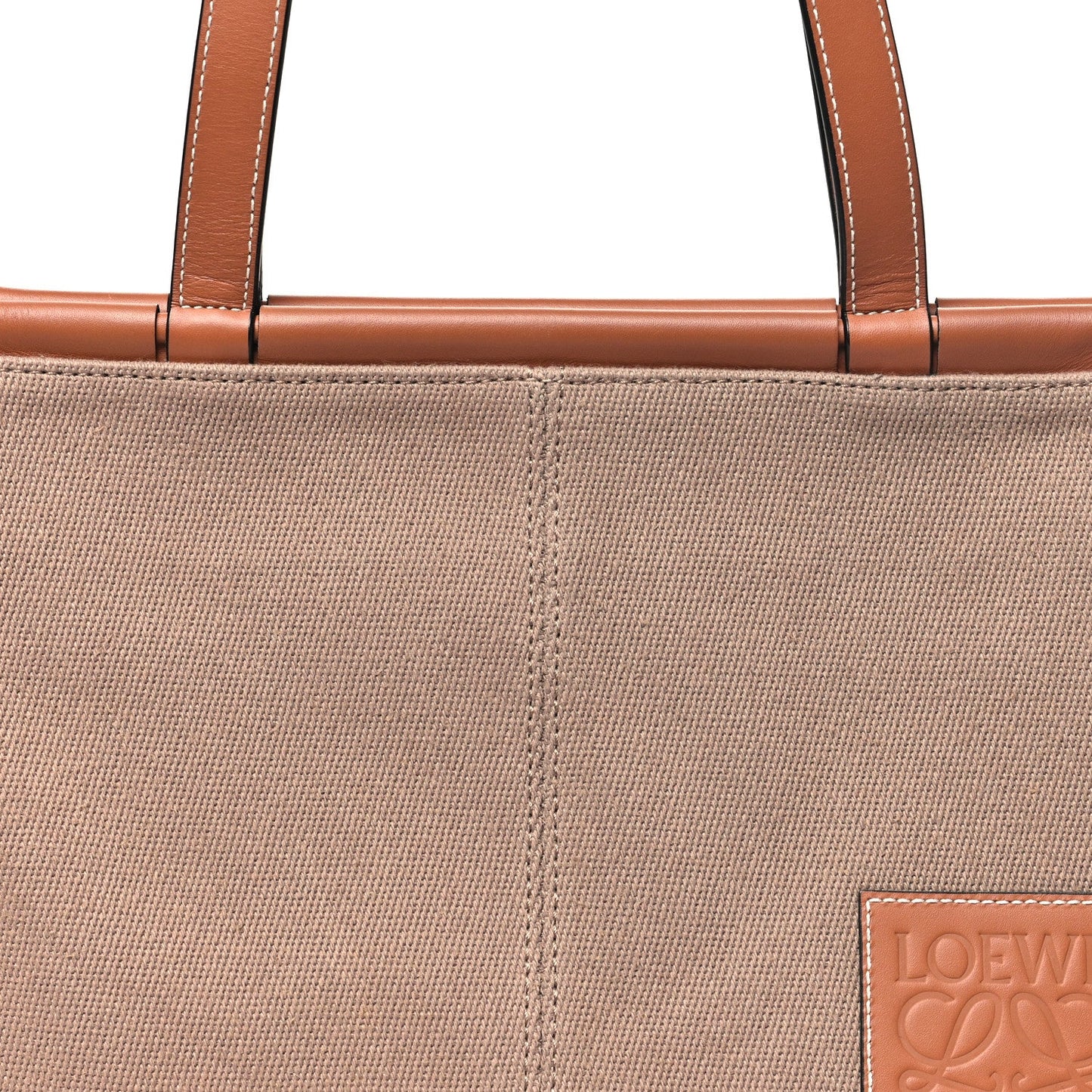 Canvas Calfskin Cushion Tote Taupe