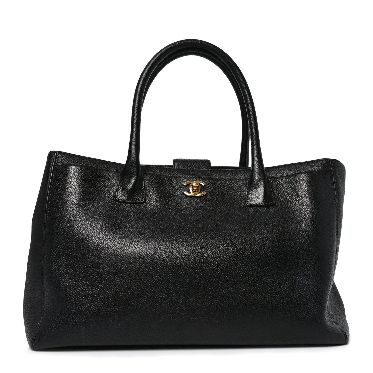 Calfskin Cerf Executive Shopper Tote Black
