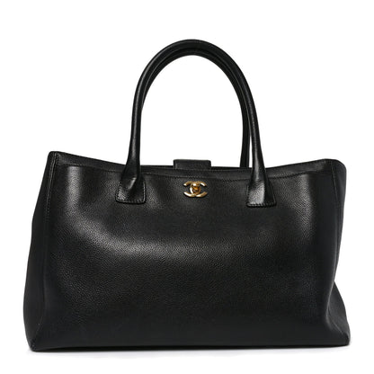 Calfskin Cerf Executive Shopper Tote Black