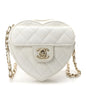 Lambskin Quilted CC In Love Heart Clutch With Chain White