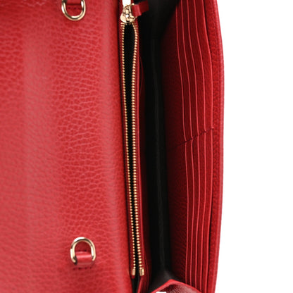 Dollar Calfskin Interlocking G Chain Wallet Red