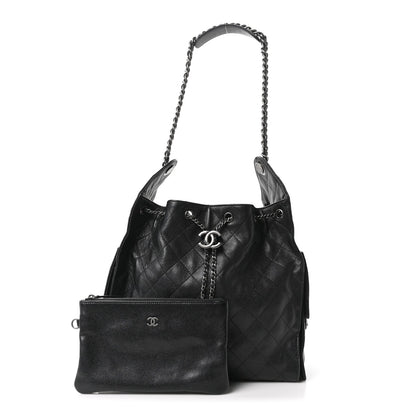 Caviar Quilted Medium Chanel 25 Handbag Black