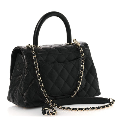 Caviar Quilted Mini Coco Handle Flap Black