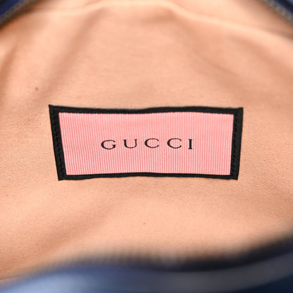 Calfskin Matelasse GucciGhost Small GG Marmont Chain Shoulder Bag Blue Agata Hibiscus Red
