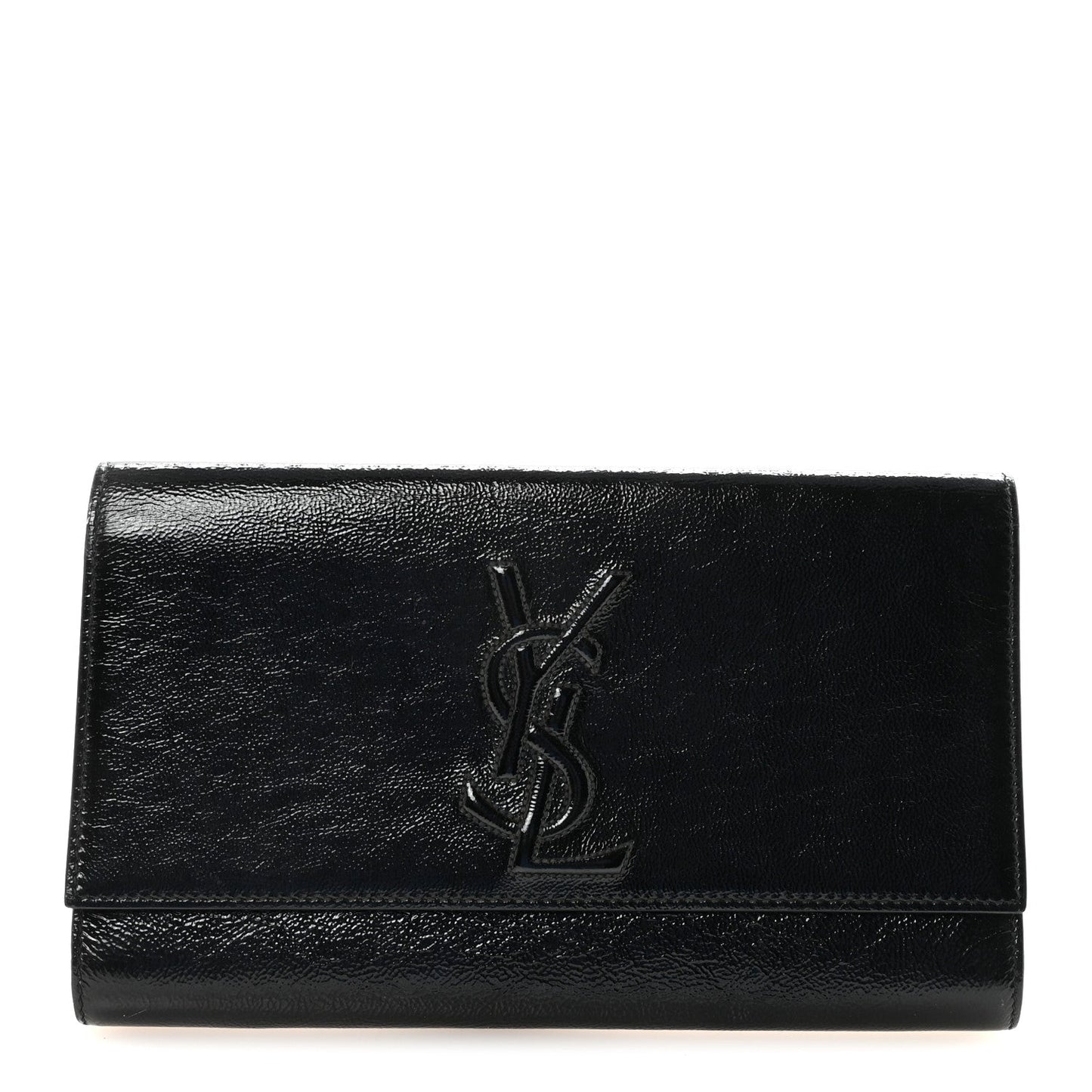 Textured Patent Monogram Large Belle De Jour Clutch Black