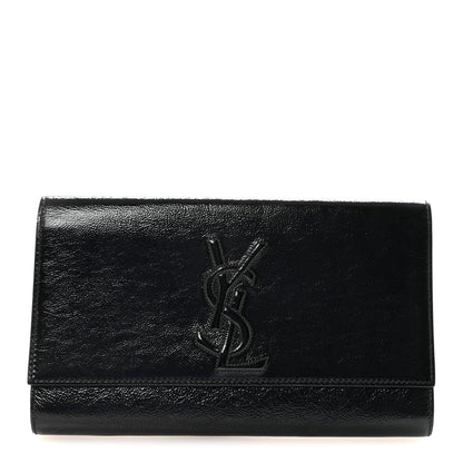 Textured Patent Monogram Large Belle De Jour Clutch Black
