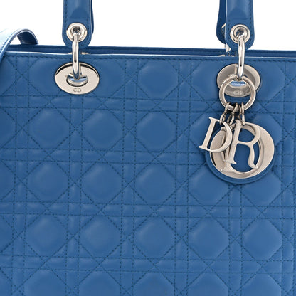 Lambskin Cannage Large Lady Dior Blue