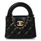 Shiny Aged Calfskin Quilted Mini Nano Kelly Shopper Black