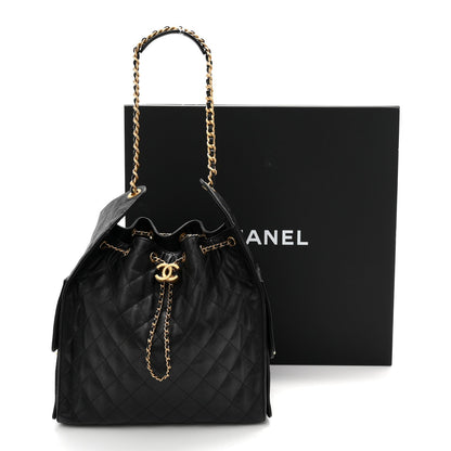 Caviar Quilted Medium Chanel 25 Handbag Black