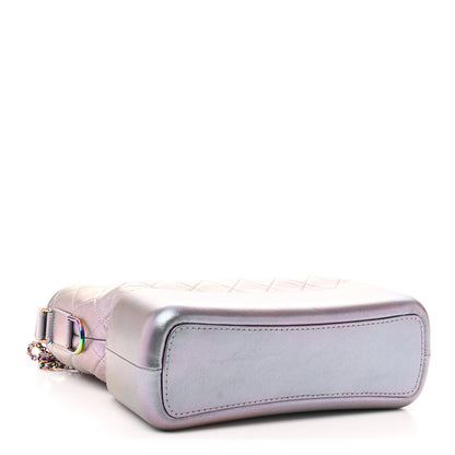 Iridescent Lambskin Calfskin Quilted Medium Gabrielle Hobo Light Purple