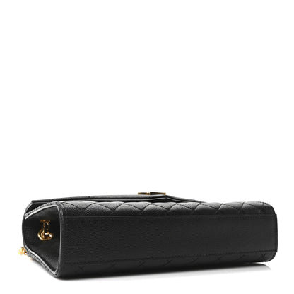 Grain De Poudre Textured Mixed Matelasse Triquilt Medium Monogram Satchel Black