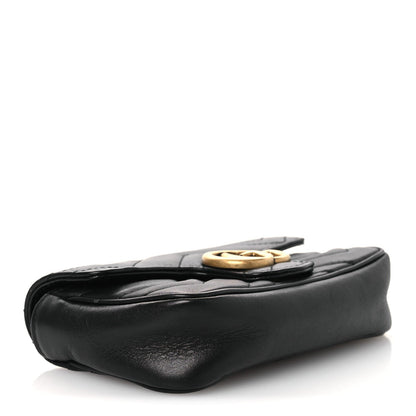 Calfskin Matelasse Super Mini GG Marmont Shoulder Bag Black